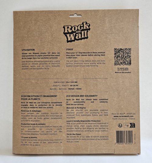pochettes intérieures disque vinyle 33T bleu